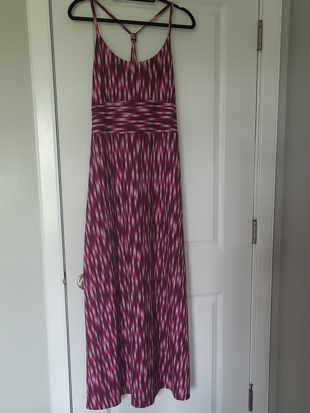 Eddie Bauer Fuchsia Patterned Maxi Dress with Strappy Back
